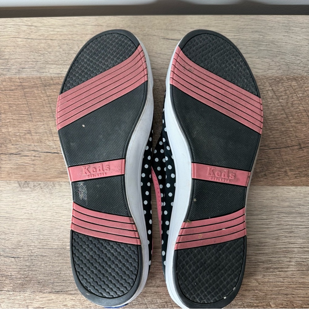 Keds Black Polka Dot Mary Jane Mules with Pink Trim - Picture 10 of 13